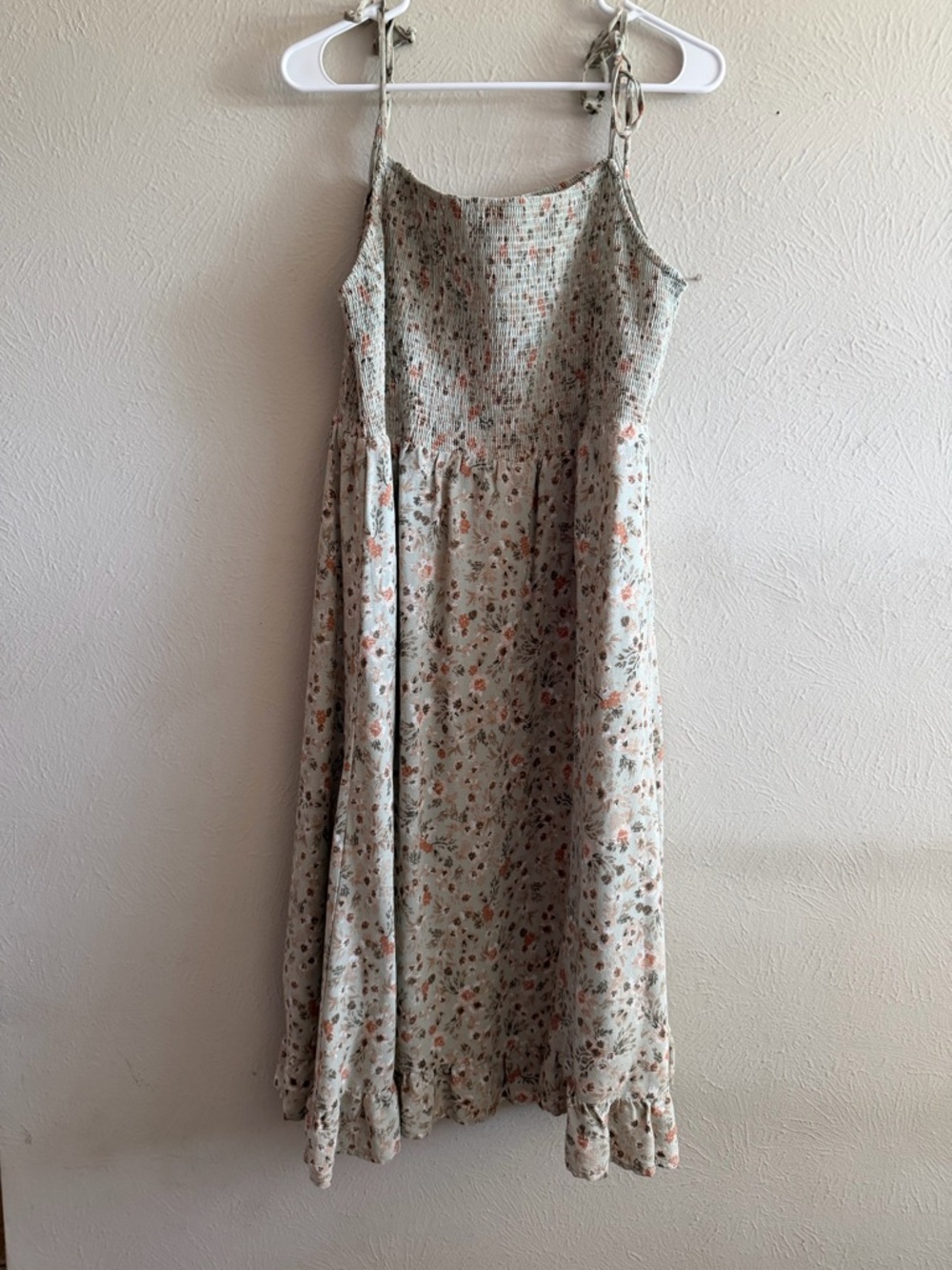 Forever 21 Sage Floral Midi Dress with Orange & Green Accents